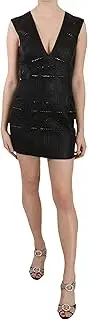 [John Richmond] Black Leather Studded Mini Shift Dress