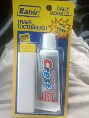 Ranir Travel Toothbrush With Crest Toothpaste ADA Accepted Mini Small Case Vtg