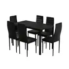 Artiss Dining Chairs Table Dining Set 7 PU Leather 6 Seater Chair Wooden Black