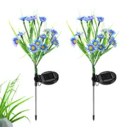 2Pcs Solar Garden Flowers Lights Outdoor Water-Resistant LED Stake Lamp Yard Patio Decor