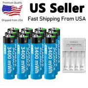 1.5V AA AAA Rechargeable Li-ion Batteries / Fast Lithium Battery Charger LOT US