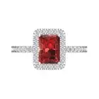 1.86Ct Emerald Cut Natural Garnet VVS1 Solid Gold Halo Engagement Promise Ring