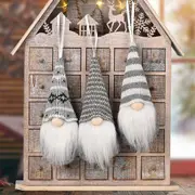 Faceless Gnome Christmas Ornaments Handmade Elf Plush Ornaments Xmas Tree Hanging Decorative Santa Elf -Gray
