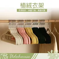 在飛比找PChome24h購物優惠-【Kihome】扁平植絨衣架-10入