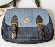 NWT Coach Lucy Crossbody In Signature Canvas C8583 Blue Denim Light And Dark