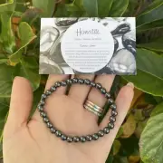Silver Hematite Crystal Bead Bracelet - Stretch 6mm Bead Power Bracelet