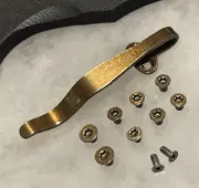Golden Bronze Titanium Deep Pocket Clip For Spyderco Yojimbo 2 Knife With Screws