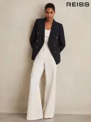 Reiss Navy Lia Wool-Blend Double-Breasted Blazer (W25018) | $610