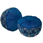 Yoga Meditation Blue Throw Pillow Cushion Zafu Floor Hand woven Ikat kapok fill