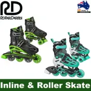 Roller Derby 2-in-1 Combo Adjustable Quad Roller and Inline Skates for Kids