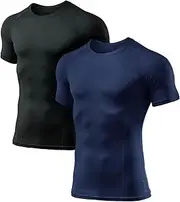[ATHLIO] 1 or 3 Pack Men's Cool Dry Short Sleeve Compression Shirts, Sports Baselayer T-Shirts Tops, Athletic Workout Shirt