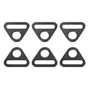 0.98" Adjuster Triangle with Bar Swivel Clip D Dee Ring Buckle, 6Pcs Black