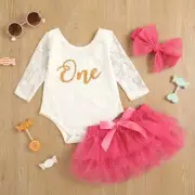 Infant Baby Girl First Birthday Clothes ONE Romper Tutu Skirt Dress Outfits Set