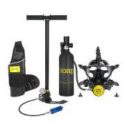 [EU Direct] DIDEEP 1L Mini Diving Scuba Tank Set with Snorkel Full Face Cover Air Pump Portable Oxygen Cylinder Diving F