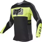 New Fox Racing Flexair Mirer Jersey, Black/Yellow, Large, 28128-019-L