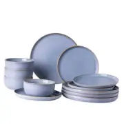 Ceramic Dinnerware Sets for 4, 12 Pieces Service for 4(12Pcs) Brunnera Blue