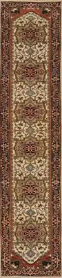 Handmade Beige Wool Traditional Indian Runner Rug 3x14 Ft Oriental Carpet