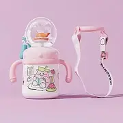 Spill Proof Whale Fountain Sippy Cup, Drinking Cup with Whale Squirt, Portable Leak Proof Straw Water Sippy Cups with Fountain for Kids, Colorful Creative Water Bottle with Soft Tip(300ml D)