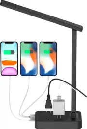 LED Desk lamp with USB C Charging Port Table Light with 3 USB Charger and 2