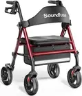 Rollator Walkers with Seat for Seniors, Foldable 8" Big Wheels All Terrain Rolli
