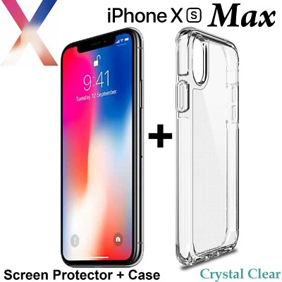 For Apple iPhone Xs MAX clear case cover and anti-scratch front screen protector