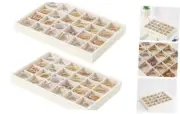 Stackable Jewelry Organizer Tray For Drawers,White Leather Small 24 Grids