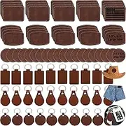 90 Pcs Lasable Engravable Blanks - Leatherette Iron on Hat Patches & PU Leather Key Fob Kit for DIY Custom Laser Engraving Craft Gifts