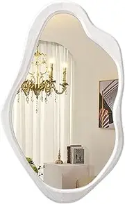 AOAOPQ Full Length Wall Mounted Mirror Tall Full Body Floor Length Mirrors Dressing Body Asymmetrical Frame Wood for Bedroom Bathroom Living Room Irregular Save 28x39 Inch White