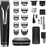 Wahl Stainless Steel Lithium Ion Beard Trimmer for Men - Black + - Electric Shaver, Nose Ear Trimmer, Rechargeable All in One Men's Grooming Kit