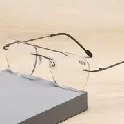 Titanium Alloy Rimless Progressive Multifocal Reading Glasses For Men Women
