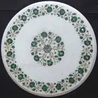 Marble Side Table Top , Malachite Stone Coffee Table Top , White Corner Table