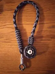 Motorcycle Paracord 8 Ball Billiard "Get Back Whip" Herringbone Style Blemished