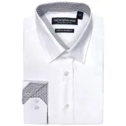 Nick Graham Men's Solid Dress Shirt, White, Large.