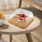 Cake Stand with Lid Fruit Display Server Tray Wood Tray Square Cake Platter with
