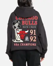 [MITCHELL & NESS] Mitchell & Ness Chicago Bulls National Champions Hoodie Faded Black - Size L L Faded Black
