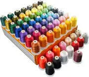 64 Spools 1000M (1100Y) Polyester Embroidery Machine Thread Kit for Professional