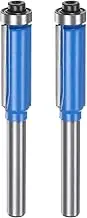 uxcell 2pcs Flush Trim Router Bit 6mm Shank 3/8" Dia 1" Cutting Depth Top Bearing Flush Straight Cut Trimming Router Bits Carbide for Particle Board Plywood MDF Woodwork, Blue