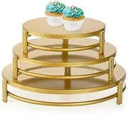 3 Tier Gold Cake Stands, 30/25/20 cm Metal Cupcake Display Stands Dessert Trays, Table Decoration Cookies Serving Plates, Decorative Round Shape, for Wedding, Birthday, Party, Celebration