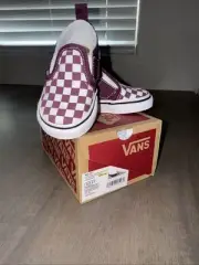 Size 4.0t - Vans Slip-On V Checkerboard Grape Wine/True White