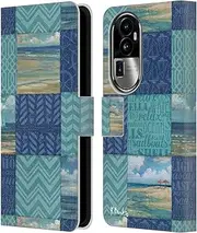 Head Case Designs Officially Licensed Paul Brent Beach Scape Patch Work Coastal Leather Book Wallet Case Cover Compatible with Oppo Reno10 Pro+