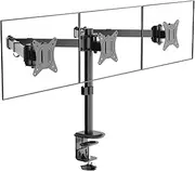 Greenhouse GH-AMDN3H-BK Monitor Arm, 3 Side-by-Side Screens, Supports 17-27 Inches, Load Capacity: 15.3 lbs (7 kg) Each (Total 46.5 lbs (21 kg), 4 Axis, Front and Rear Movement, Horizontal Movable