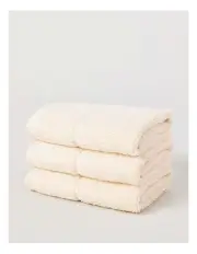 [Vue] Combed Cotton Rib 3pk Face Washer in Ecru