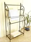 French Provincial Style Iron Towel Rail Rack Stand Shelf 132cmHx70cmL Black