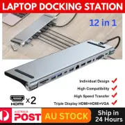 12 in 1 Laptop Docking Station Type-C HUB HDMI HD 4K USB 3.0 VGA PD SD TF AU