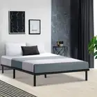 Double Size Metal Bed Frame Mattress Base Platform Wooden Slats Rust Resistant