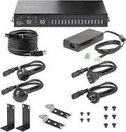 StarTech.com 16-Port Industrial USB 5Gbps Hub with Power Adapter, Metal, DIN/Surface/Rack Mountable, Dual-Host Hub/Switch, TAA