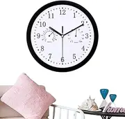 Outdoor Clocks Waterproof,Large Garden Alarm - Silent Round Decorative Wall Clock with Hygrometer for Bathroom, Deck, Porch, Pool