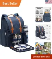 Picnic Backpack for 2 Person with Large Insulated Cooler Bag, Picnic Basket S...