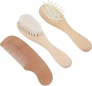 MOBUTOFU Baby Scalp Brush Set Wooden Baby Hair Brush Kit Comb Brush for Infants Safe Gentle Grooming for Newborns