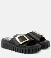 [Roger Vivier] Roger Vivier Viv' Go Thick leather mules AU 10 black